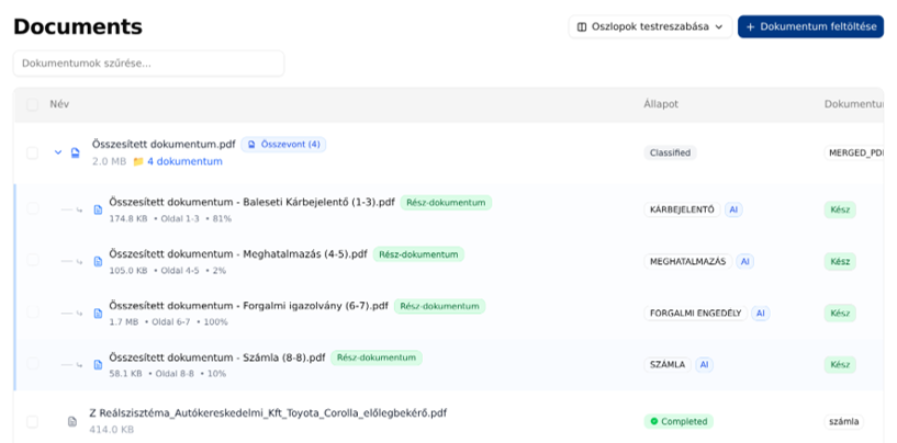 Dokumentum darabolás